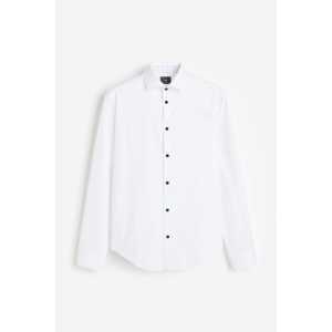 H&M Hemd aus Premium Cotton in Slim Fit Weiß, Elegant Größe L. Farbe: White
