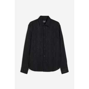 H&M Hemd mit Jacquardmuster in Regular Fit Schwarz/Gemustert, Freizeithemden Größe L. Farbe: Black/patterned