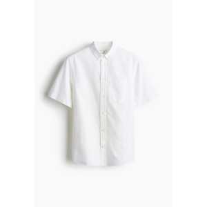 H&M Kurzärmeliges Oxford-Hemd in Regular Fit Weiß, Freizeithemden Größe XXL. Farbe: White
