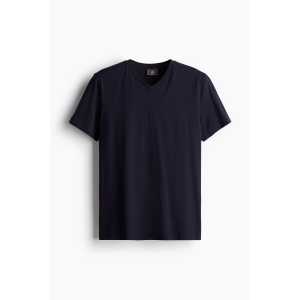 H&M T-Shirt mit V-Ausschnitt Muscle Fit Marineblau in Größe S. Farbe: Navy blue