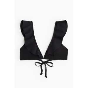 H&M Wattiertes Bikinitop Schwarz, Bikini-Oberteil in Größe 36. Farbe: Black