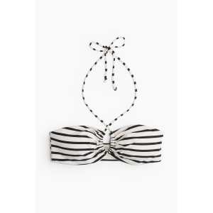 H&M Wattiertes Neckholder-Bikinitop Weiß/Schwarz gestreift, Bikini-Oberteil in Größe 32. Farbe: White/black striped