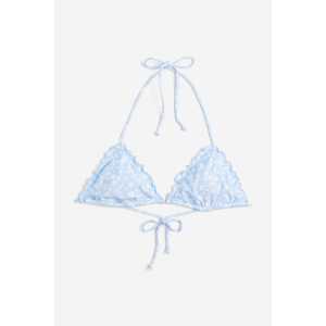 H&M Wattiertes Triangel-Bikinitop Hellblau/Geblümt, Bikini-Oberteil in Größe 44. Farbe: Light blue/floral