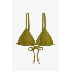 H&M Wattiertes Triangel-Bikinitop Olivgrün, Bikini-Oberteil in Größe 38. Farbe: Olive green