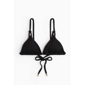 H&M Wattiertes Triangel-Bikinitop Schwarz, Bikini-Oberteil in Größe 48. Farbe: Black