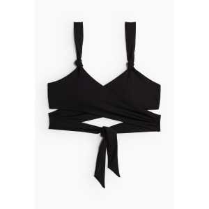 H&M Wattiertes Wickel-Bikinitop Schwarz, Bikini-Oberteil in Größe 36. Farbe: Black