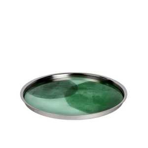 Lambert Dekotablett Beara Tablett Aluminium/Glas, rund grün-nickel