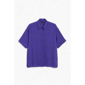 Monki Strukturiertes Hemd mit kurzen Ärmeln Helllila, Freizeithemden in Größe XS. Farbe: Bright purple