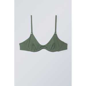 Weekday Bügel-Bikinioberteil Salbeigrün, Bikini-Oberteil in Größe L. Farbe: Sage green