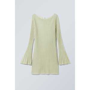 Weekday Kurzes gestricktes Kleid aus Leinenmischung Helles Mattgrün, Alltagskleider in Größe XL. Farbe: Light dusty green