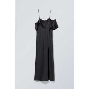 Weekday Langes, schulterfreies Kleid "Elia" Dunkelgrau, Alltagskleider in Größe 34. Farbe: Dark grey