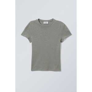 Weekday Tailliertes T-Shirt aus Leinenmischung Sanftes Grün, Tops in Größe XS. Farbe: Soft green