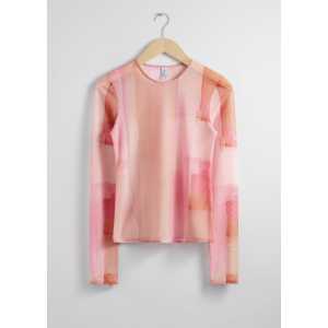 & Other Stories Transparentes Mesh-Oberteil Rosa, T-Shirt in Größe S. Farbe: Pink