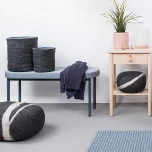 myfelt - Kieselstein Pouf Hugo L, dunkelgrau meliert