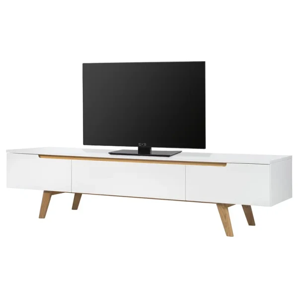 TV-Lowboard Korpus: MDF Mitteldichte Holzfaserplatte , lackiert Füße & Zierleiste: Massivholz Eiche, lackiert Weiß 180 x 45 x 42cm