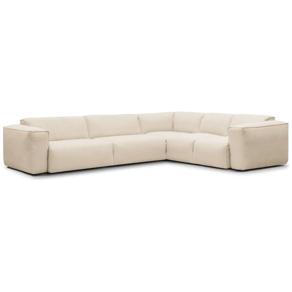 Ecksofa mit Rundecke Beige/Beige Webstoff Saia 325 x 71 x 260cm Ecke davorstehend rechts Modern