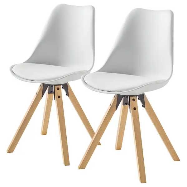 Esszimmerstuhl 49 x 85 x 55cm Weiß/Weiß Braun 2er Set