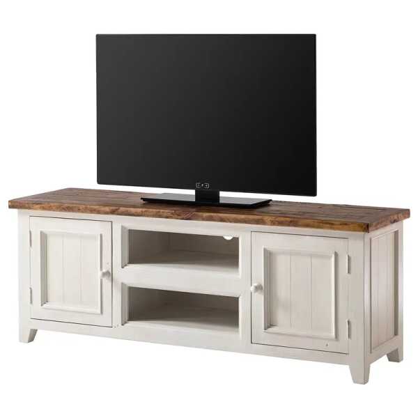 TV-Lowboard Massivholz Kiefer, lackiert Weiß/Weiß 160 x 60 x 45cm