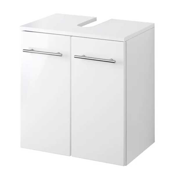 Waschbeckenunterschrank 50 x 53 x 34cm Weiß/Hochglanz Weiß