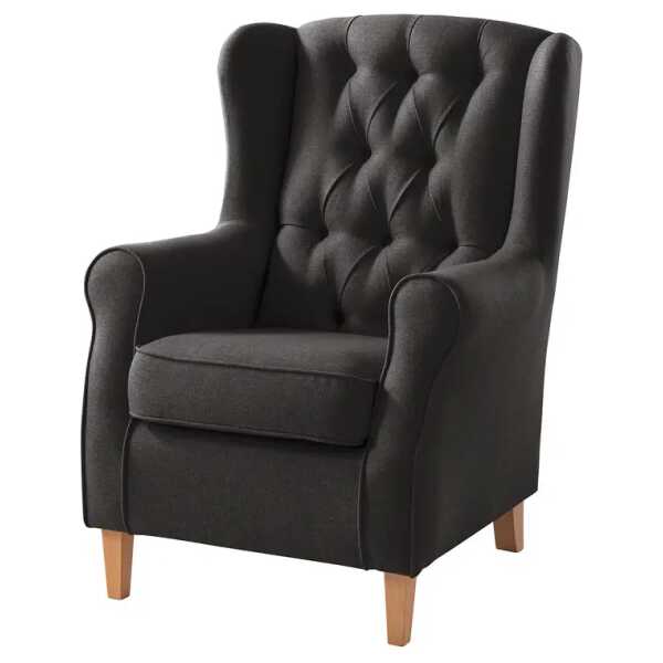 Ohrensessel Grau/Anthrazit Webstoff Inas 78 x 102 x 85cm