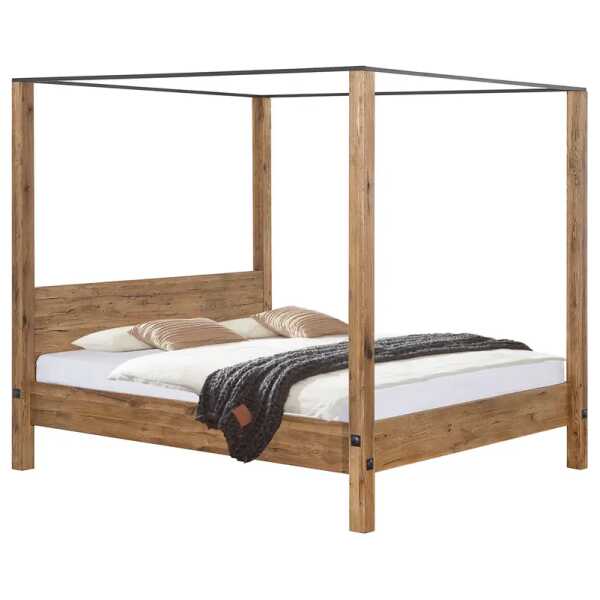 Himmelbett Porto-Alegre 140 x 200cm Massivholz Sumpfeiche, natur geölt Braun Eiche