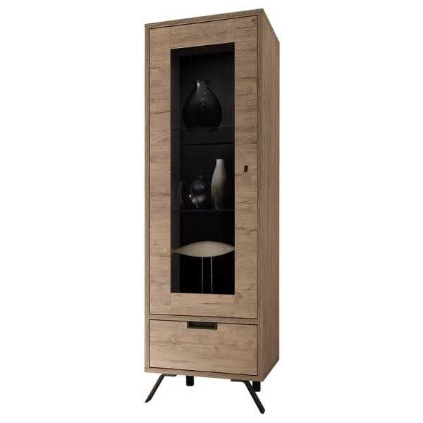 Standvitrine Palma 55 x 176 x 50cm Beige/Eiche Dekor