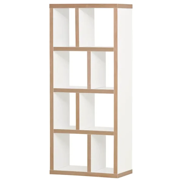 Regal Berlin MDF Mitteldichte Holzfaserplatte , furniert & lackiert Weiß/Weiß/Hellbraun 70 x 159cm