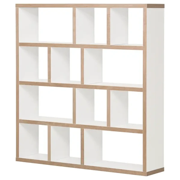 Regal MDF Mitteldichte Holzfaserplatte , furniert & lackiert Weiß/Weiß/Hellbraun 150 x 159cm