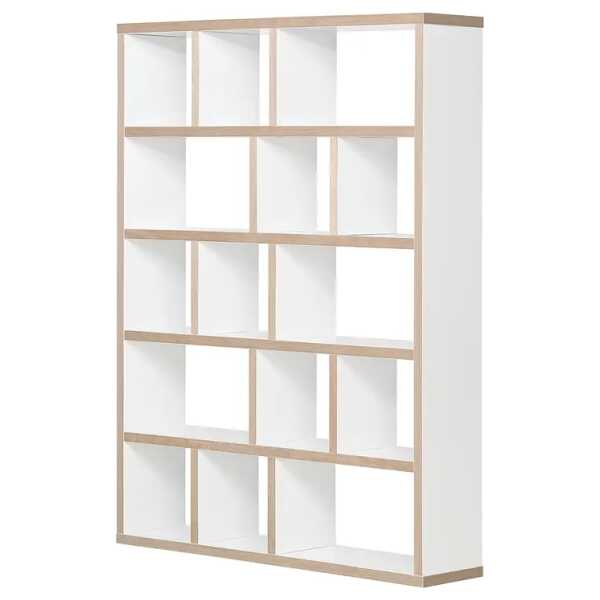 Regal MDF Mitteldichte Holzfaserplatte , furniert & lackiert Weiß/Weiß/Hellbraun 150 x 198cm