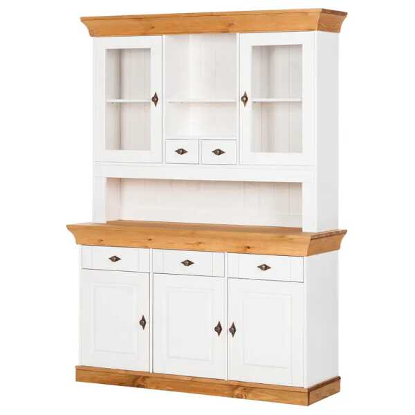 Buffet I 143 x 197 x 45cm Braun/Weiß/Kiefer Weiß/Kiefer Laugenfarbig
