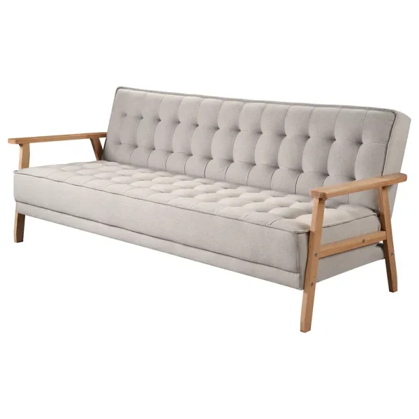 Schlafsofa MID CENTURY Grau/Granit Webstoff Celia 204 x 85 x 86cm mit Schlaffunktion Retro