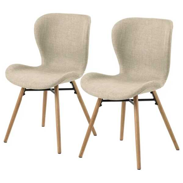 Polsterstuhl 47 x 83 x 53cm Webstoff Radis: Creme Beige Buche Hell