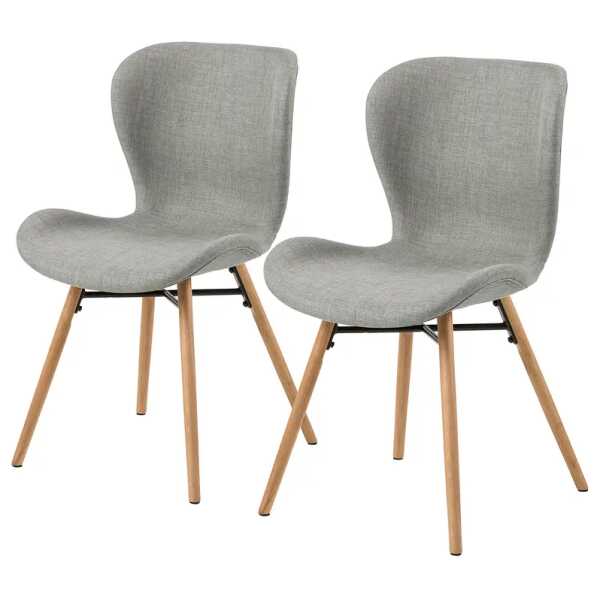 Polsterstuhl 47 x 83 x 53cm Webstoff Radis: Hellgrau Grau Eiche Hell