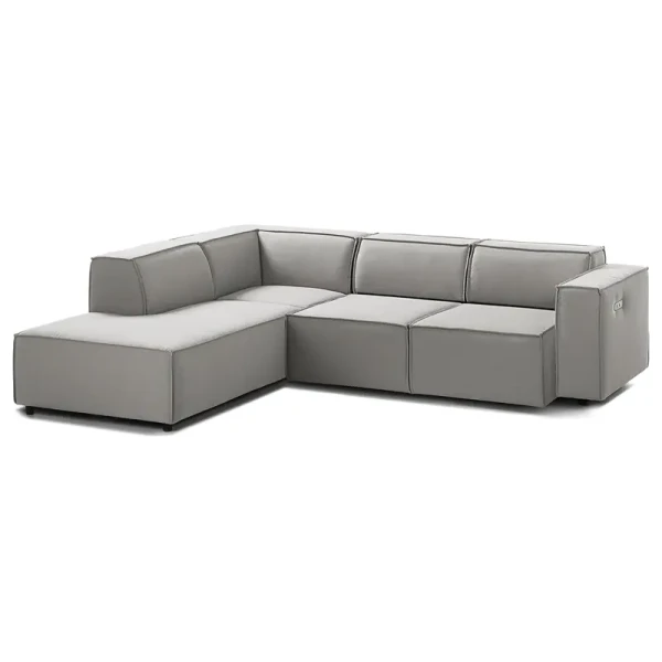 Ecksofa KINX mit Ottomane Grau Webstoff Osta 260 x 70 x 234cm Ottomane davorstehend links Sitztiefenverstellung Modern