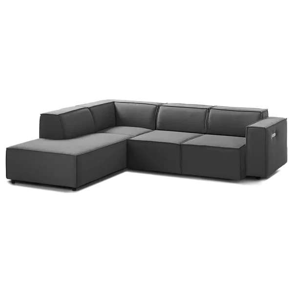 Ecksofa KINX mit Ottomane Grau Webstoff Osta 260 x 70 x 234cm Ottomane davorstehend links Sitztiefenverstellung Modern