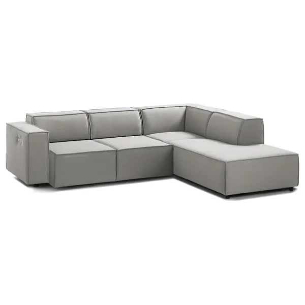 Ecksofa KINX mit Ottomane Grau Webstoff Osta 260 x 70 x 234cm Ottomane davorstehend rechts Sitztiefenverstellung Modern