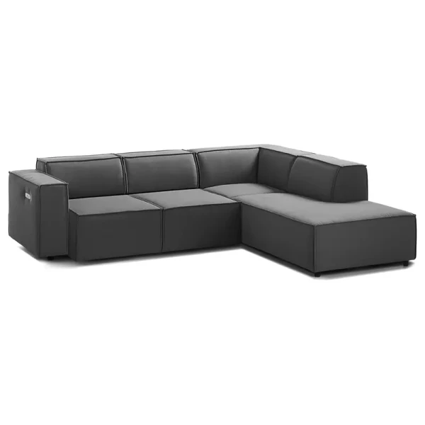 Ecksofa KINX mit Ottomane Grau Webstoff Osta 260 x 70 x 234cm Ottomane davorstehend rechts Sitztiefenverstellung Modern
