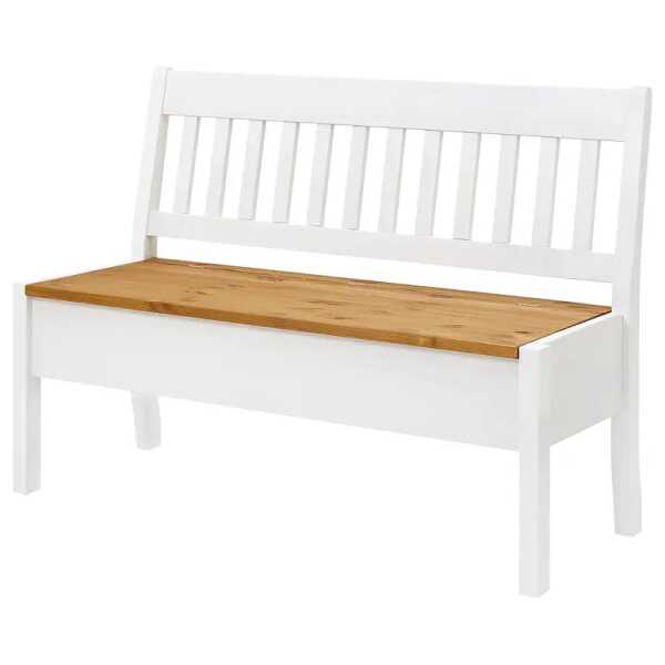 Sitzbank Boston I 131cm Braun/Weiß/Kiefer Weiß/Kiefer Laugenfarbig