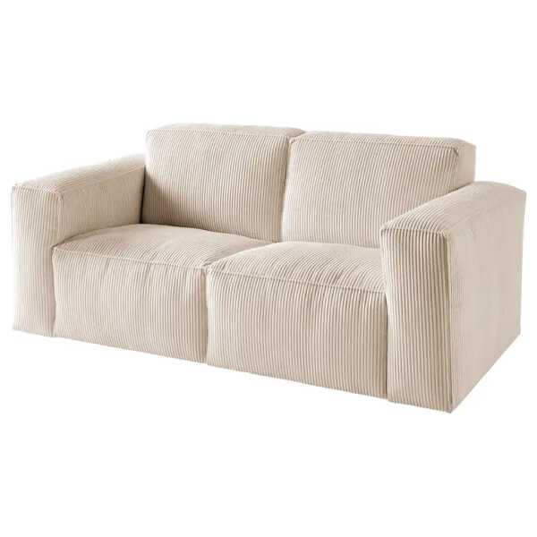 2-Sitzer Sofa Beige/Creme Cordstoff Lola 190 x 75 x 96cm Boho
