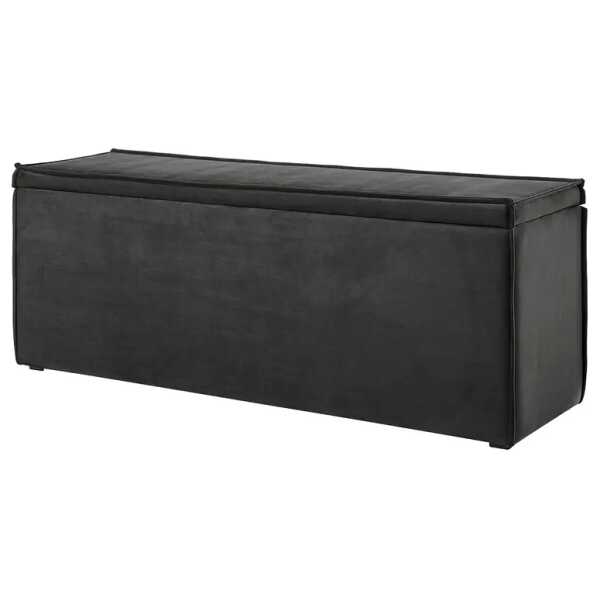 Betttruhe 140 x 51 x 40cm Grau/Steingrau Samt Fraya: Steingrau