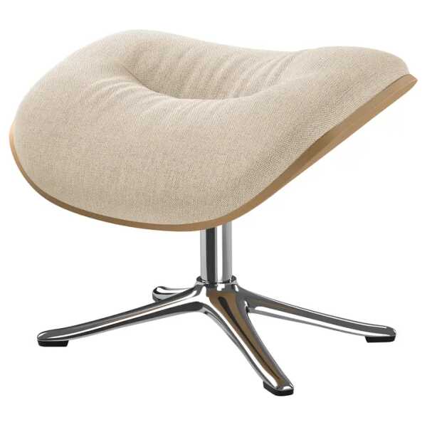 Polsterhocker 44 x 39 x 42cm Beige Chrom glänzend Webstoff Saia: Beige Gestell:Eiche