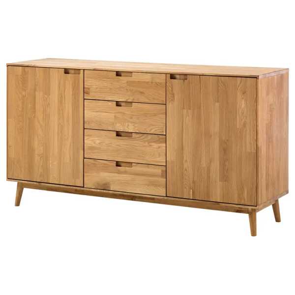 Massives Sideboard 160 x 85 x 45cm Braun/Eiche