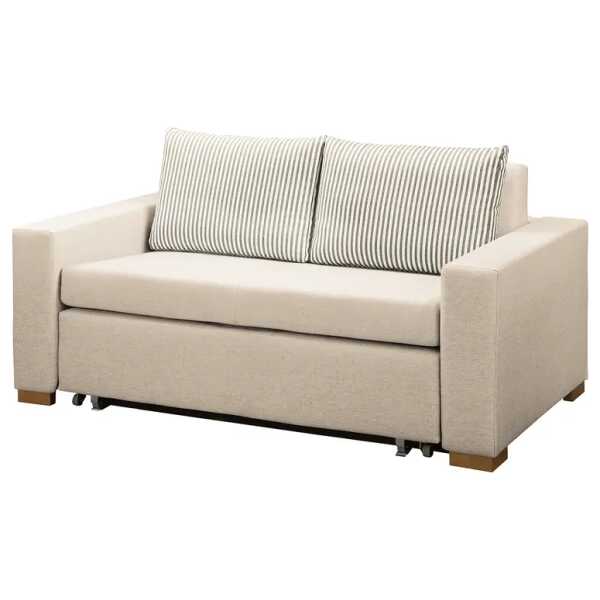 Schlafsofa Basic Beige Webstoff Sari / Webstoff Habren 153cm mit Schlaffunktion Skandi