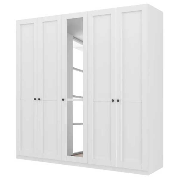 Drehtürenschrank country reflect 225 x 222cm Weiß/Weiß/Klarglas Basic