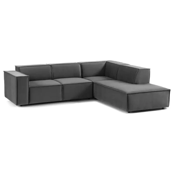 Ecksofa KINX mit Ottomane Grau Samt Shyla 260 x 70 x 234cm Ottomane davorstehend rechts Keine Funktion Glamour