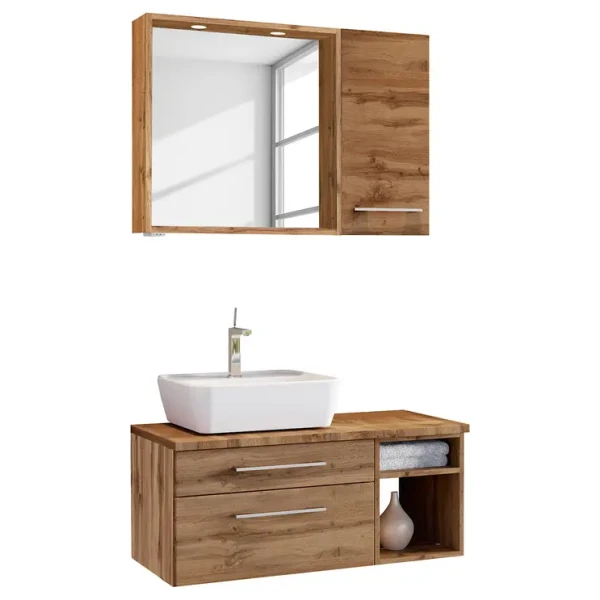 Badezimmerset IV 3-teilig 90 x 200 x 47cm Braun/Wotaneiche Dekor
