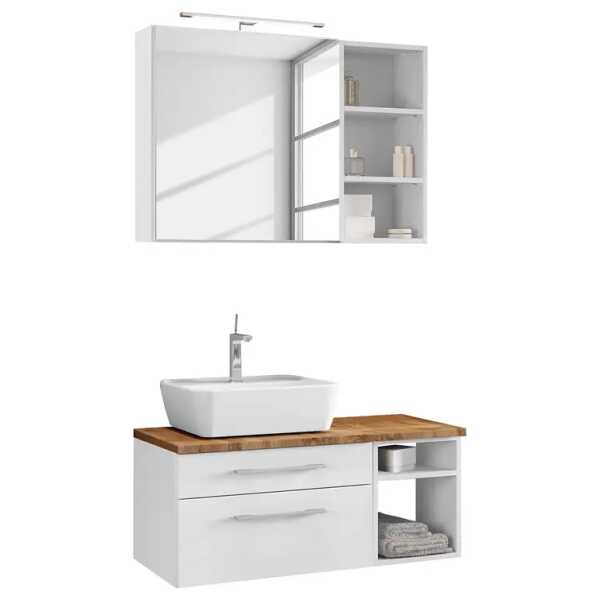 Badezimmerset II 3-teilig 90 x 200 x 47cm Weiß/Weiß