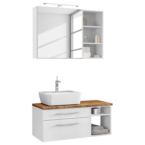 Badezimmerset II 3-teilig 90 x 200 x 47cm Weiß/Weiß