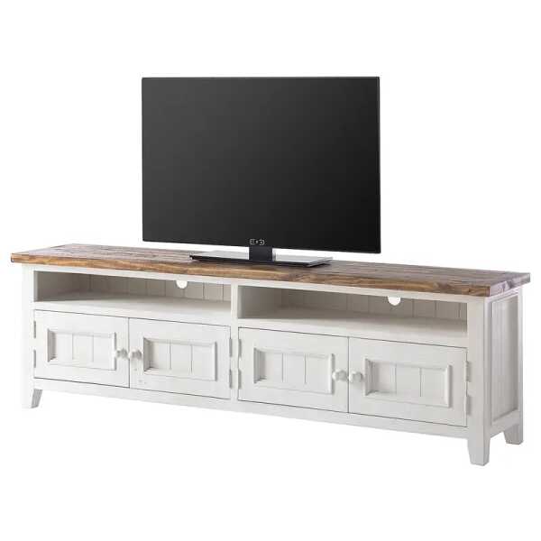 TV-Lowboard Massivholz Kiefer, lackiert Weiß 196 x 60 x 42cm