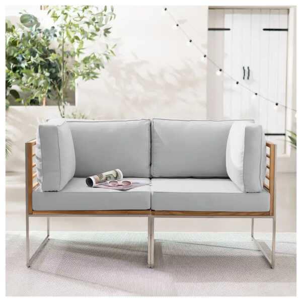 Loungesofa 2-teilig 140 x 74 x 70cm Grau/Hellgrau